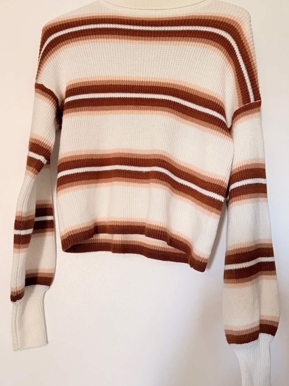 Urban Outfitters Cream Sweater with Brown & Tan Stripes
